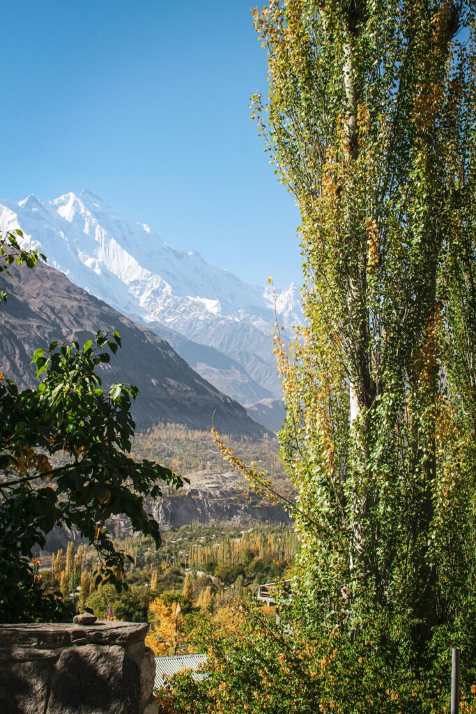 Breathtaking view of Abbottabad's mountains and autumn foliage.